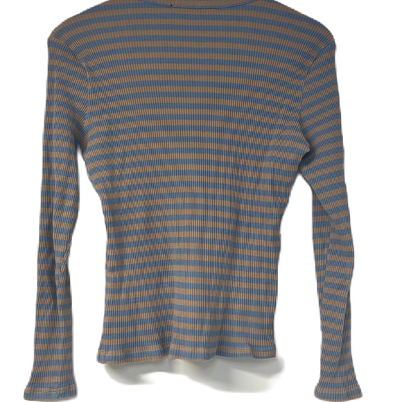Acne Blue and Tan Striped Long Sleeve Tee - Picture 2 of 8